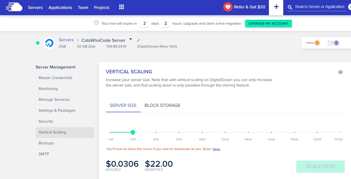 Cloudways User Panel